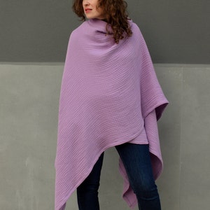 Large lavender poncho, Wrap cardigan open front image 6