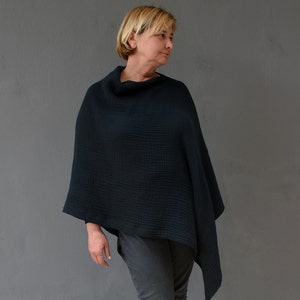 Cotton muslin poncho top, Double gauze tunic top women