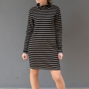 Turtleneck shift sweatshirt dress, High neck jumper tunic Black