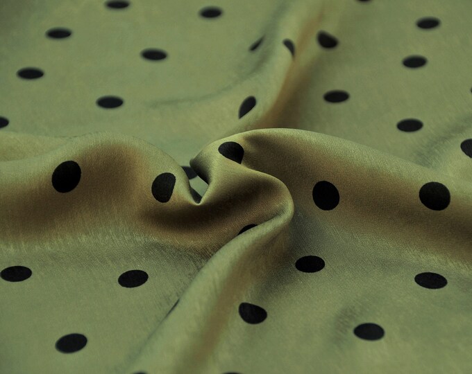 Olive Green, Polka Dot, 100 Cotton Satin Fabric by the Yard Etsy
