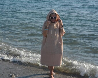 Hoodie swim poncho, Surf hooded towel Beach cover up