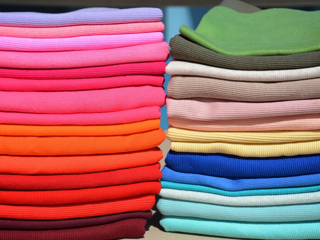 Tissu Jersey Polyester Extensible Côtelé - 1/2 Mètre Ou 1 Mètre - Couleurs Variées - Neuf