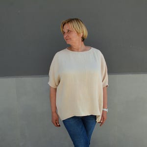 High Low Tunic Top Plus Size Asymmetrical Cotton Gauze