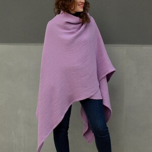 Large lavender poncho, Wrap cardigan open front image 2