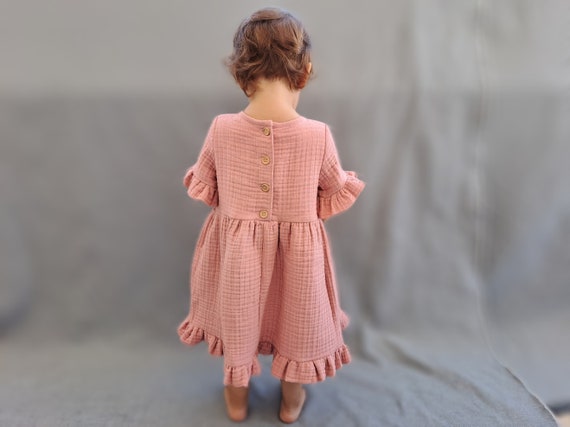 Girls Cotton Double Gauze Dress Muslin Baby Girls Dress Etsy Canada