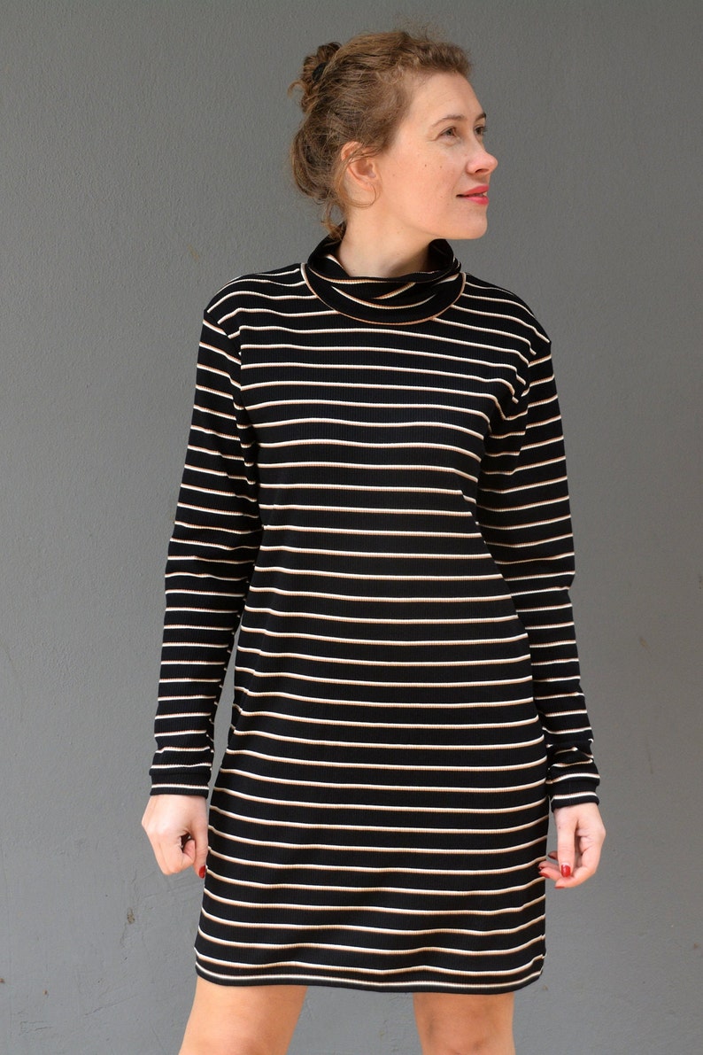 Turtleneck shift sweatshirt dress, High neck jumper tunic image 7