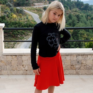 Red swing skirt for girls, Circle skirt elastic waist for dance, ballet, festival image 3