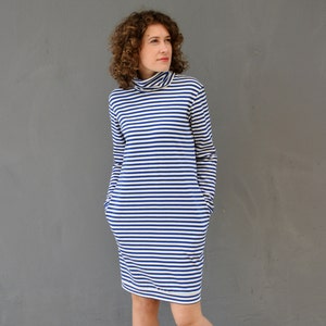 Turtleneck shift sweatshirt dress, High neck jumper tunic image 1