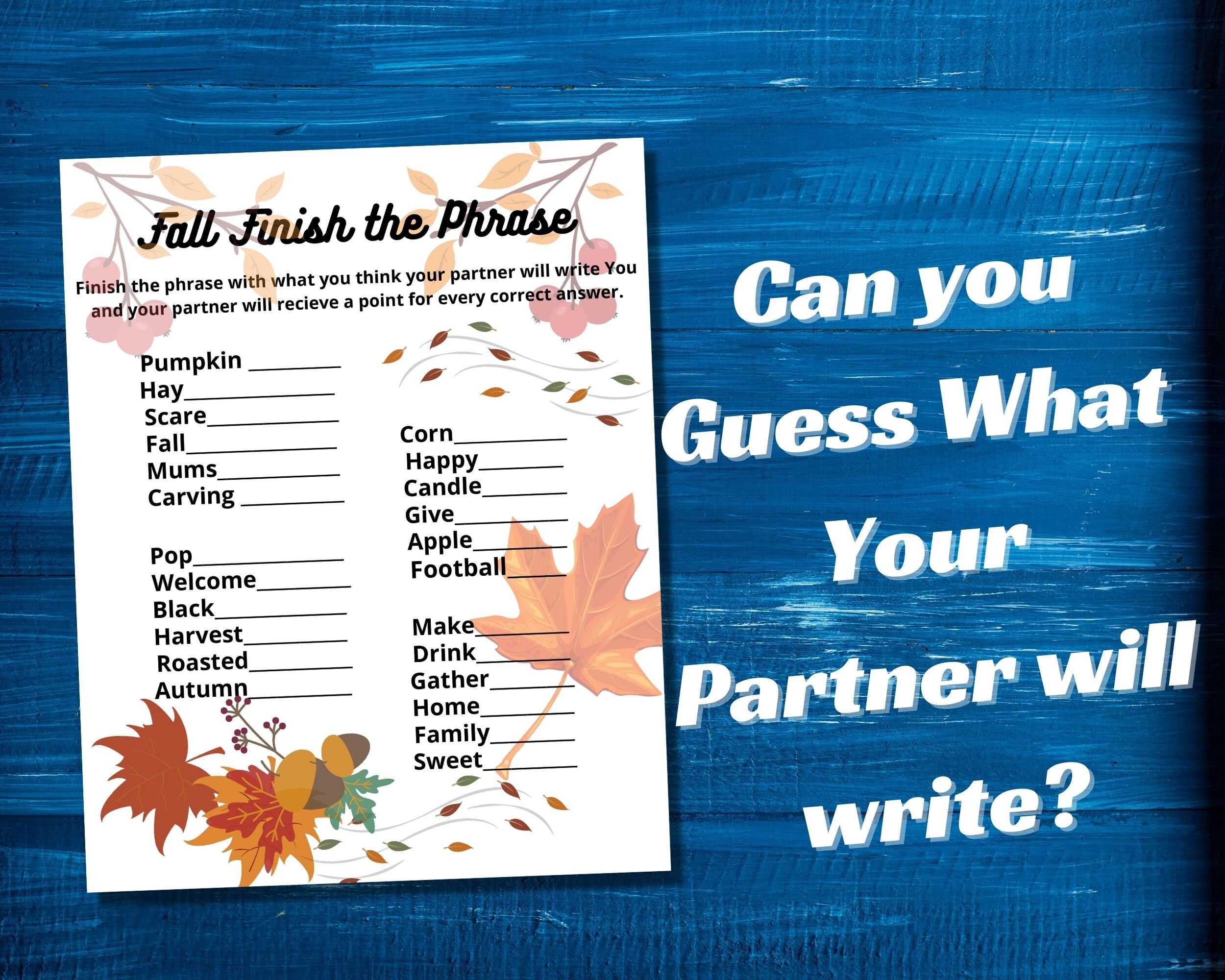 Fall Finish the Phrase Printable - Etsy