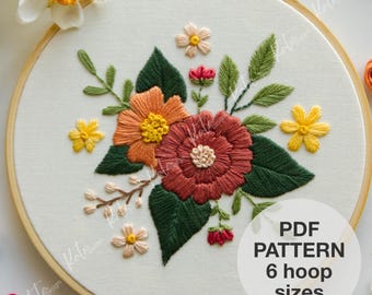 Floral Embroidery Pattern – Flower Bouquet Hand Embroidery  • PDF Instant Download