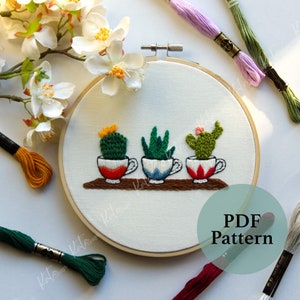 Cactus Embroidery Pattern - Plant Embroidery - Embroidery pattern Pdf