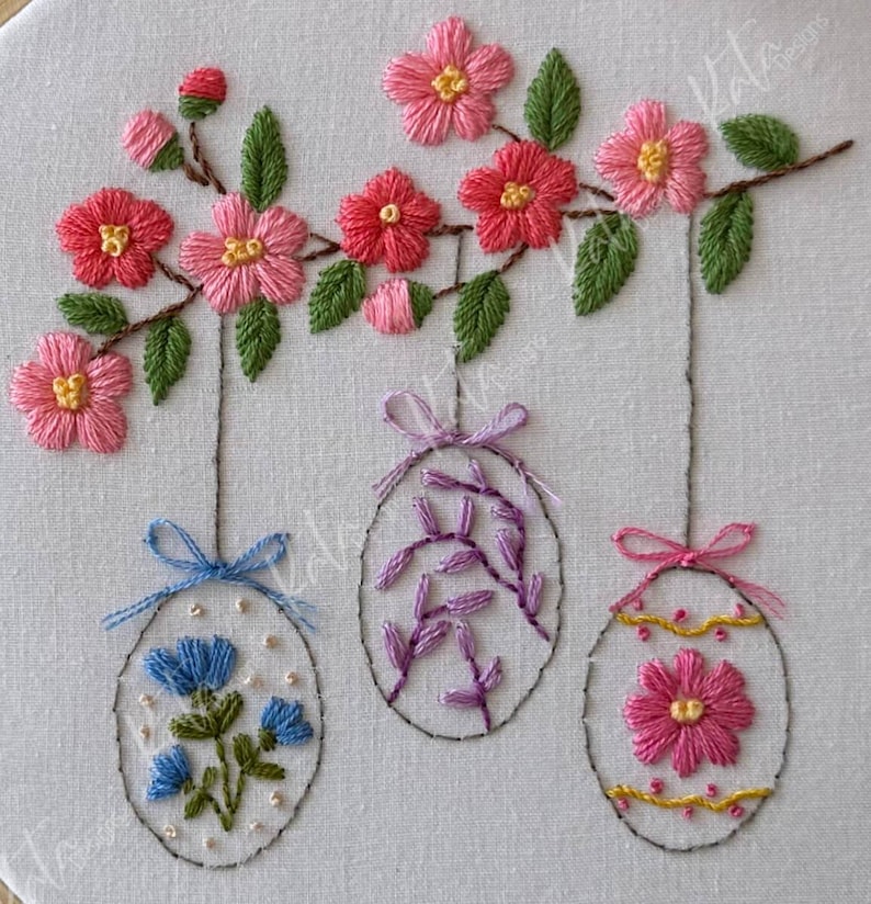 Easter Egg Floral Embroidery Pattern Pdf With Video Tutorial - Spring ...
