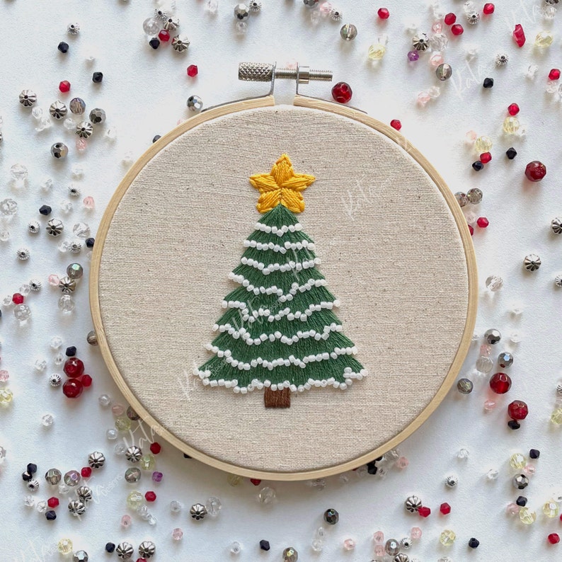 Christmas Tree Embroidery Pattern Set (beginner, 3”- 8” Hoops ...