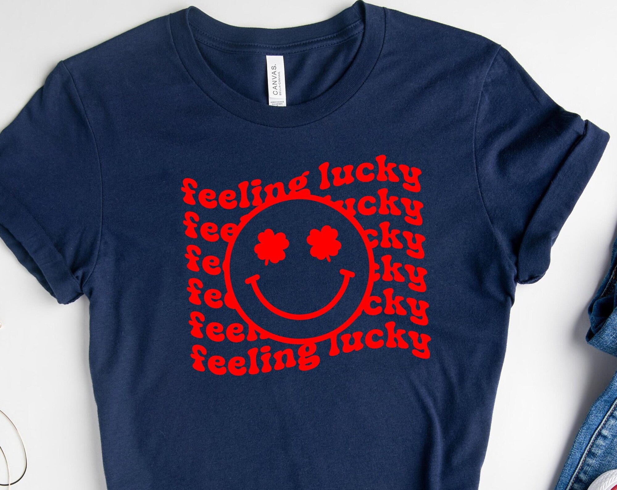 Discover St Patrick es Day Smile Face Feeling Lucky T-Shirt
