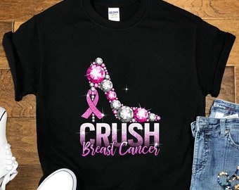 Crush Breast Cancer Shirt, In October We Wear Pink, Breast Cancer Awareness, Fighter, Warrior, Pink Ribbon, Gift for Her, Save the Boobs Tee