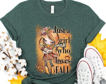 Just A Girl Who Loves Fall Shirt, Fall Shirt, Autumn Tees, Fall Is My Favorite, Cute Fall Shirts, Pumpkin Tee, Pumpkin Spice Leaves Lattes
