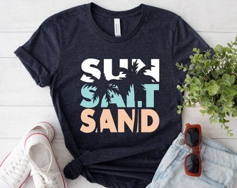 Sun Sand Salt Beach Shirt, Retro Comfort Colors T-Shirt, Trendy Beach Shirts for Women, Summer Vacation Shirts, Womens Oversized Beach Shirt
