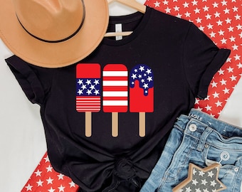 4th of July Ice Cream Shirt, Patriotic Popsicle Shirt, American Flag T-Shirt, Independence Day Shirt, Ice Cream Flag Shirt, Memorial Day Tee