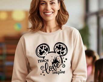 Teacher Disney Shirt ,Mickey Minnie Teacher Tee, Teach Love Inspire Disneyland Shirt, Inspirational Teacher Shirts, Back To School Shirt