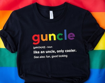 Men&#39;s Funny Uncle T-Shirt,  Guncle Shirt,  Gift Ideas,  Uncles Fun Saying, Tee Father&#39;s Day Birthday,  Uncle Gay,  LGBT Shirts, Pride lgbtq