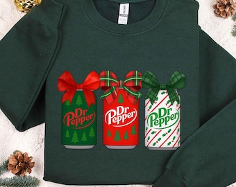 Christmas Dr Pepper T-Shirt, Festive Holiday Tee, Xmas Gift, Trendy Christmas Soda Tee, Retro Soda Can, Dr Pepper Lover Tee, Christmas Tee