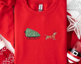 Embroidery Christmas Tree Shirt, Minimalist Christmas Tree Design Tshirt, Coquette Bow Holiday Tee, Cozy Winter Festive Tshirt