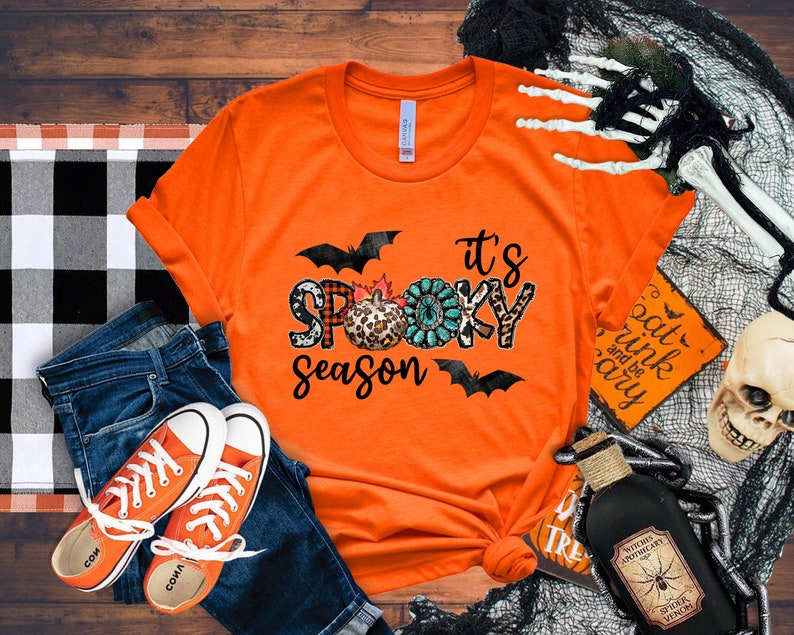 It's Spooky Season Shirt, Spooky Halloween Shirt, Spooky Typography Tee, Halloween Shirt, Witch Trick or Treat T-Shirt, Halloween Vibes Tees image 2