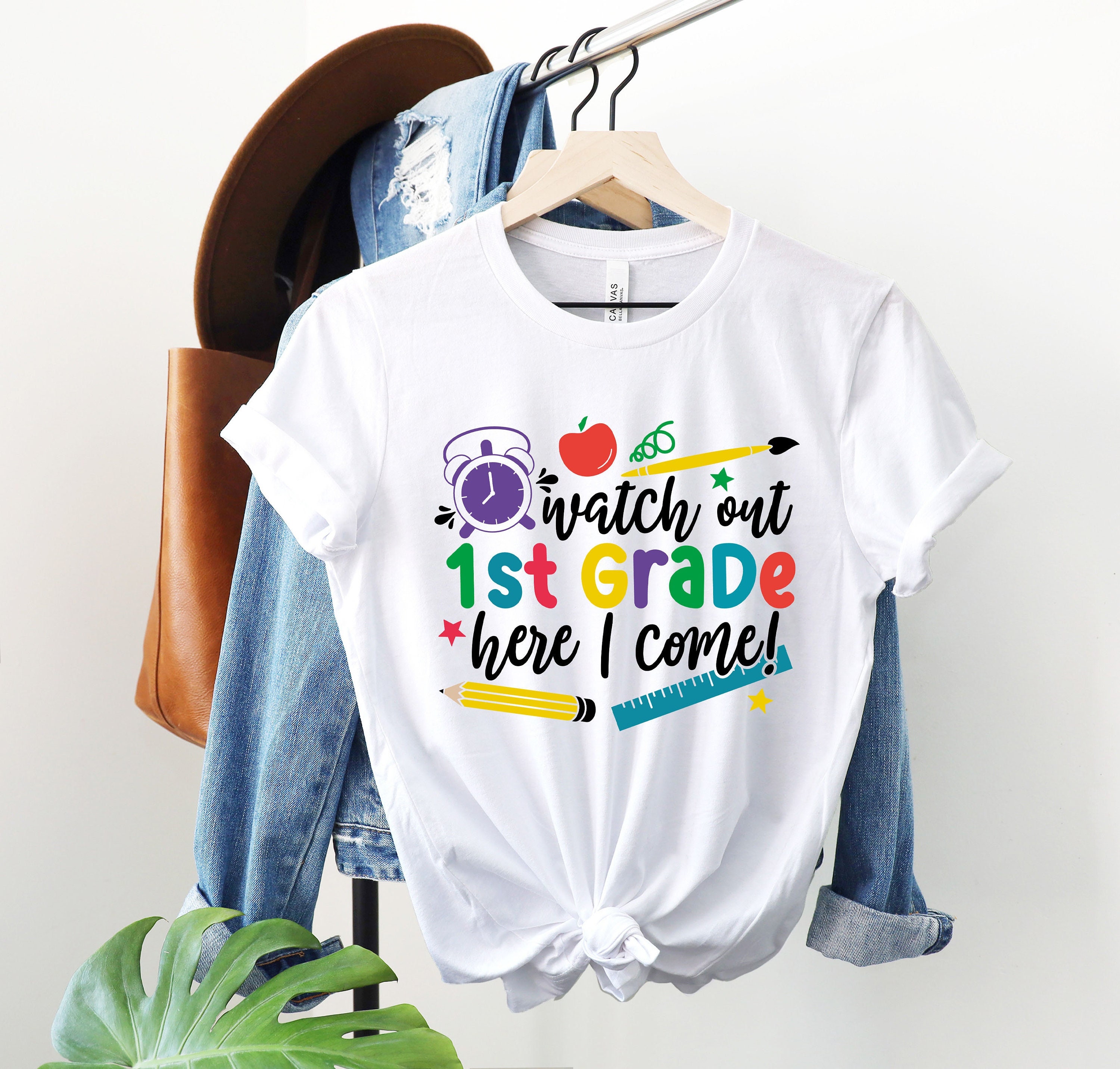 Custom 1st Grade Shirt, Watch Out First Grade Here I Come, Personalized Back To School Shirt, 1st Grade Kids Shirt, First Day Of School Gift