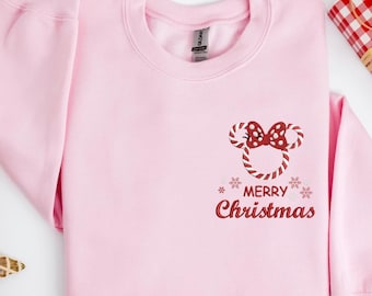 Embroidered Merry Christmas Sweatshirt, Mickey Sweatshirt, Minnie Mouse Sweatshirt, Disney Sweatshirt, Santa Mickey, Xmas Party Sweatshirt