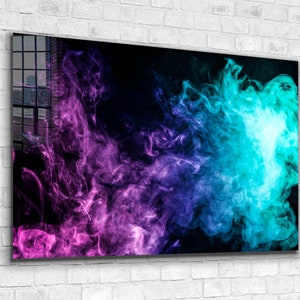 Purple & Blue Smoke Glass Decor, Canvas Decor, Glass Wall Art ,  Canvas Wall Art , Modern Art,  , Modern Room Decor Mother&#39;s Day Gift