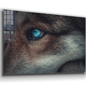 Blue Eyed Wolf , Wolf , Canvas Decor , Glass Wall Art ,  Canvas Wall Art , Modern Art,  , Room Decor Mother&#39;s Day Gift