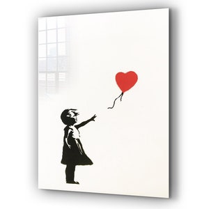 Banksy Red Balloon Girl Art: Glass or Canvas Wall Decor