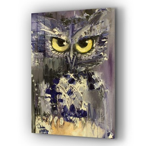 Eule, Vogel, Leinwanddekor, Glaswandkunst, Leinwandwandkunst, moderne Kunst, Weihnachtsgeschenk, RaumdekorMemorial Day Sale
