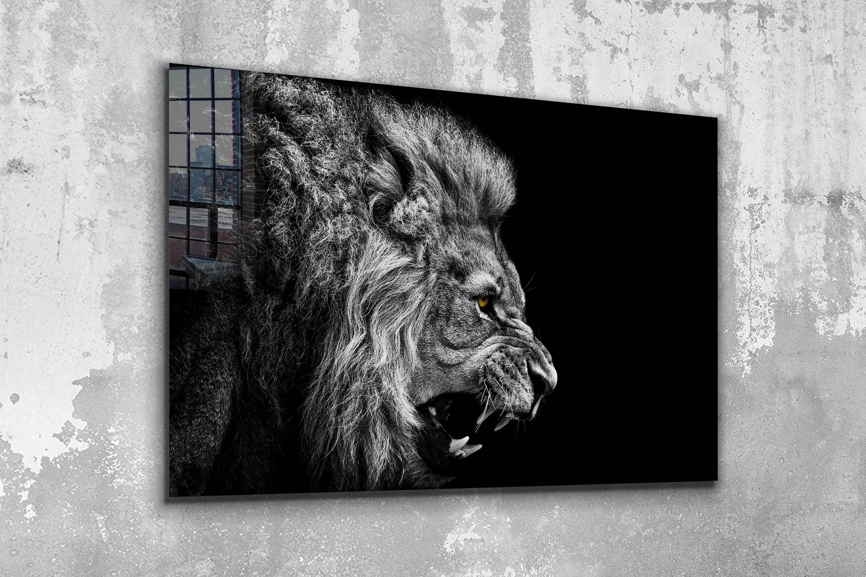 Lion Animal King Glas Wall Art Canvas Wall Art Modern Etsy
