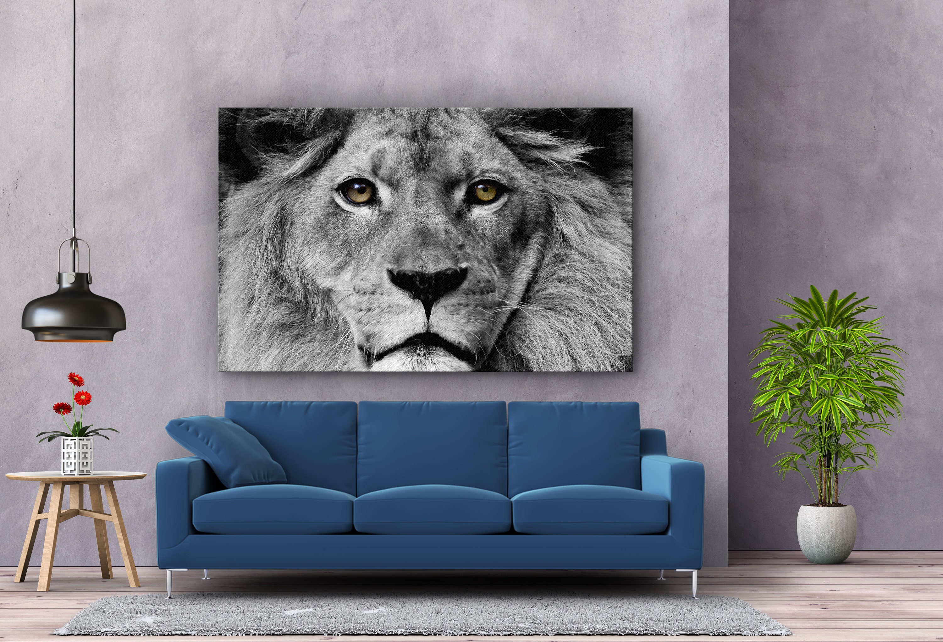 Lion Animal King Glas Wall Art canvas Wall Art Modern Etsy
