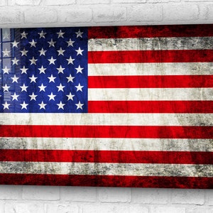 Amerikanische Flagge Glas Wand Kunst: Patsch USA Leinwand Dekor