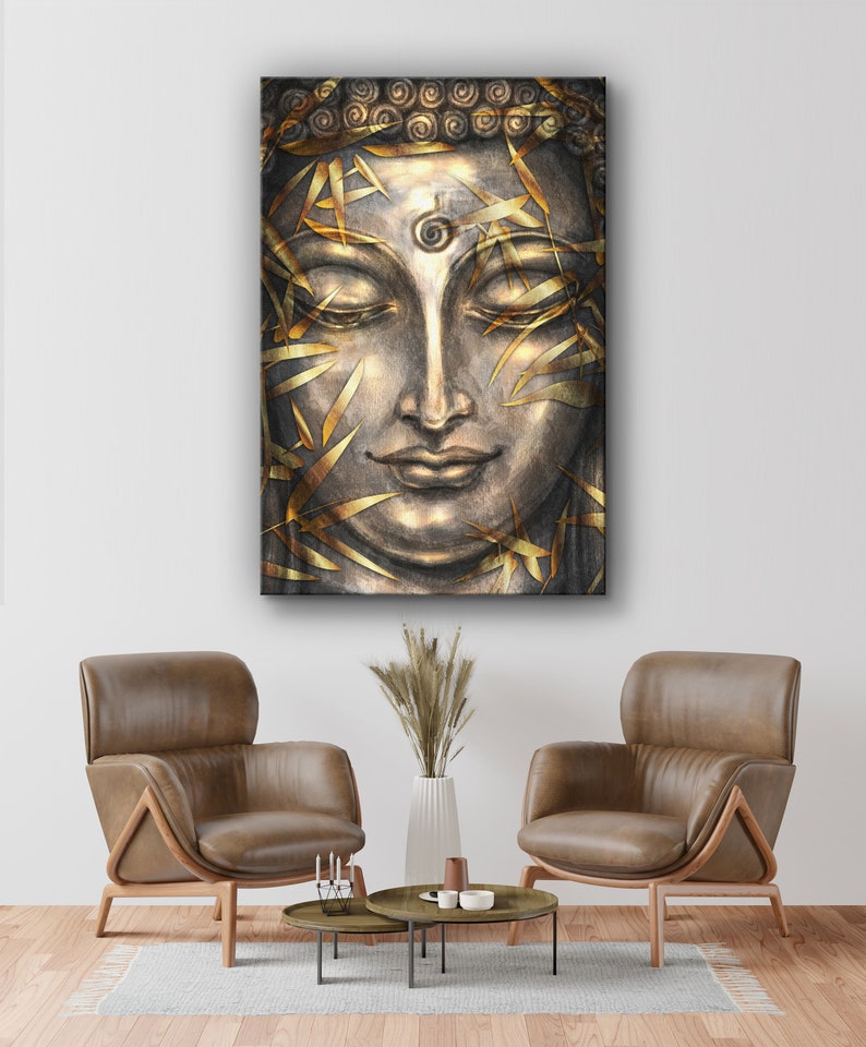 Buddha Glass Decor Canvas Decor Glass Wall Art Canvas Wall Etsy