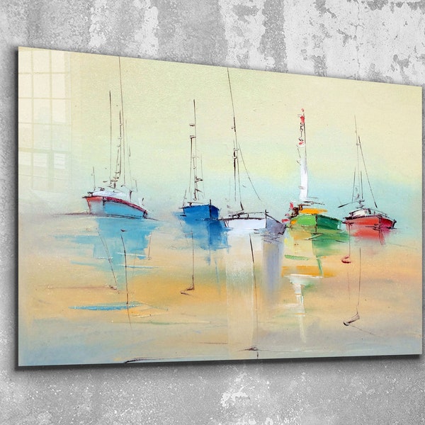 Segelboot, Segeln, Meer, Glas Wandkunst, Leinwand Wandkunst, Moderne Kunst, Weihnachtsgeschenk, Raumdekor