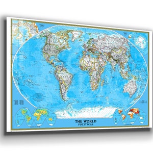 Mapa político mundial, Arte de pared de cristal, Arte de pared en lienzo, Decoración de pared grande, Regalo del Día de la Madre