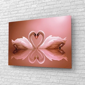 Swan Glas Wall Art ,Canvas Wall Art , Modern Art,  , Room Decor Mother&#39;s Day Gift