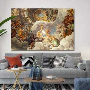 Giulio Romano the Fall of the Giants, Gods of Olympus ,glass Wall Art ...