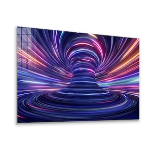 Art mural en verre trempé / Art mural sur toile / Art mural néon tourbillonnant / Impression sur verre / Impression sur toile / Grande oeuvre d&#39;art murale / Tentures murales