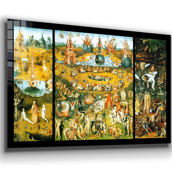 Hieronymus Bosch - Garden of Earthly Delights , Renaissance Art, Most Famous Triptych , Glass Wall Art ,  Canvas Wall Art Mother's Day Gift