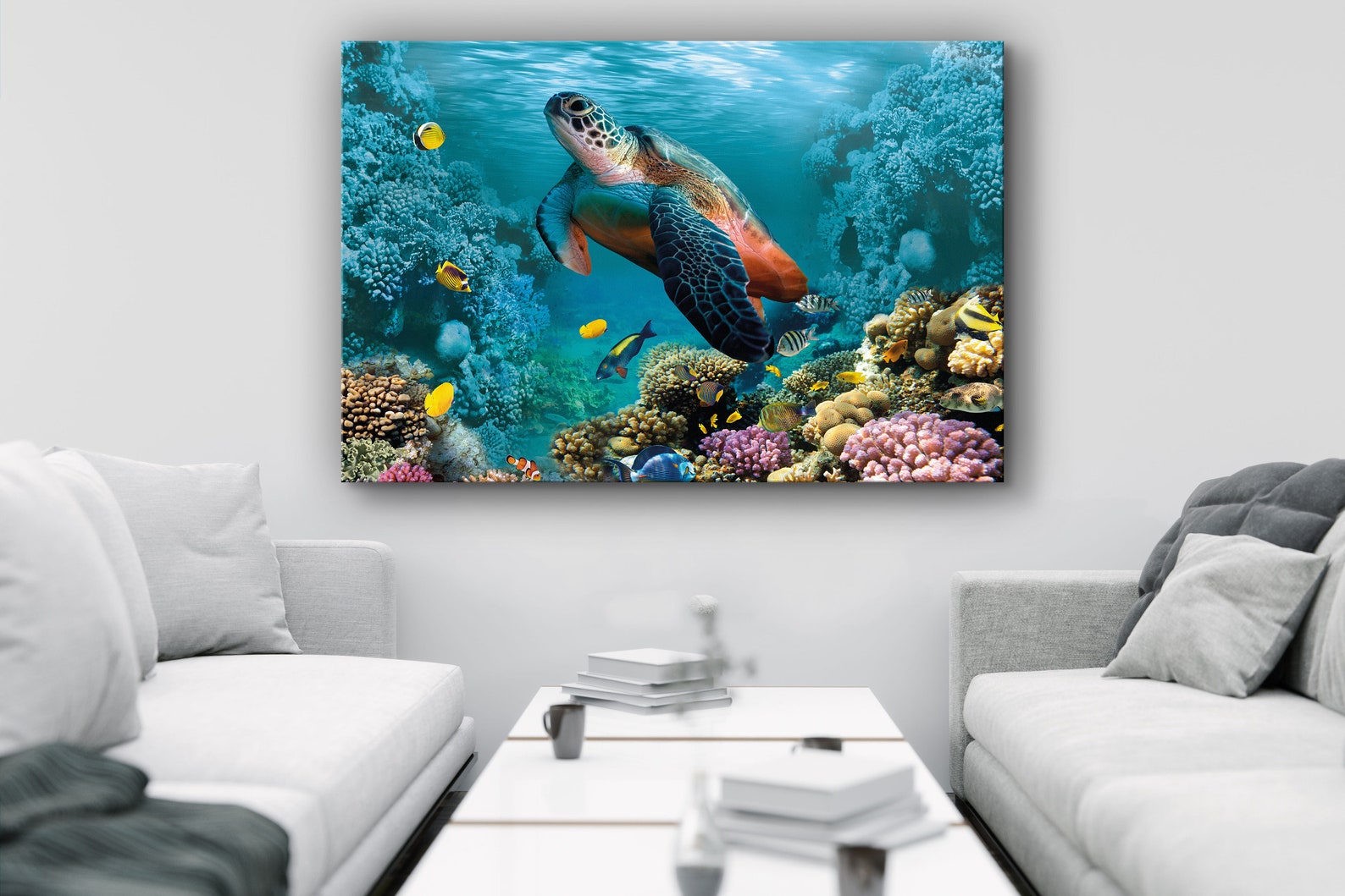 Sea Turtle Underwater Glass Decor Sea Life Canvas Decor - Etsy