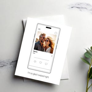 I'm Glad I Swiped Right, Custom Picture, Custom Card, Personalised Greeting Card, Dating App, Anniversary, Online Dating Card, Swipe Right