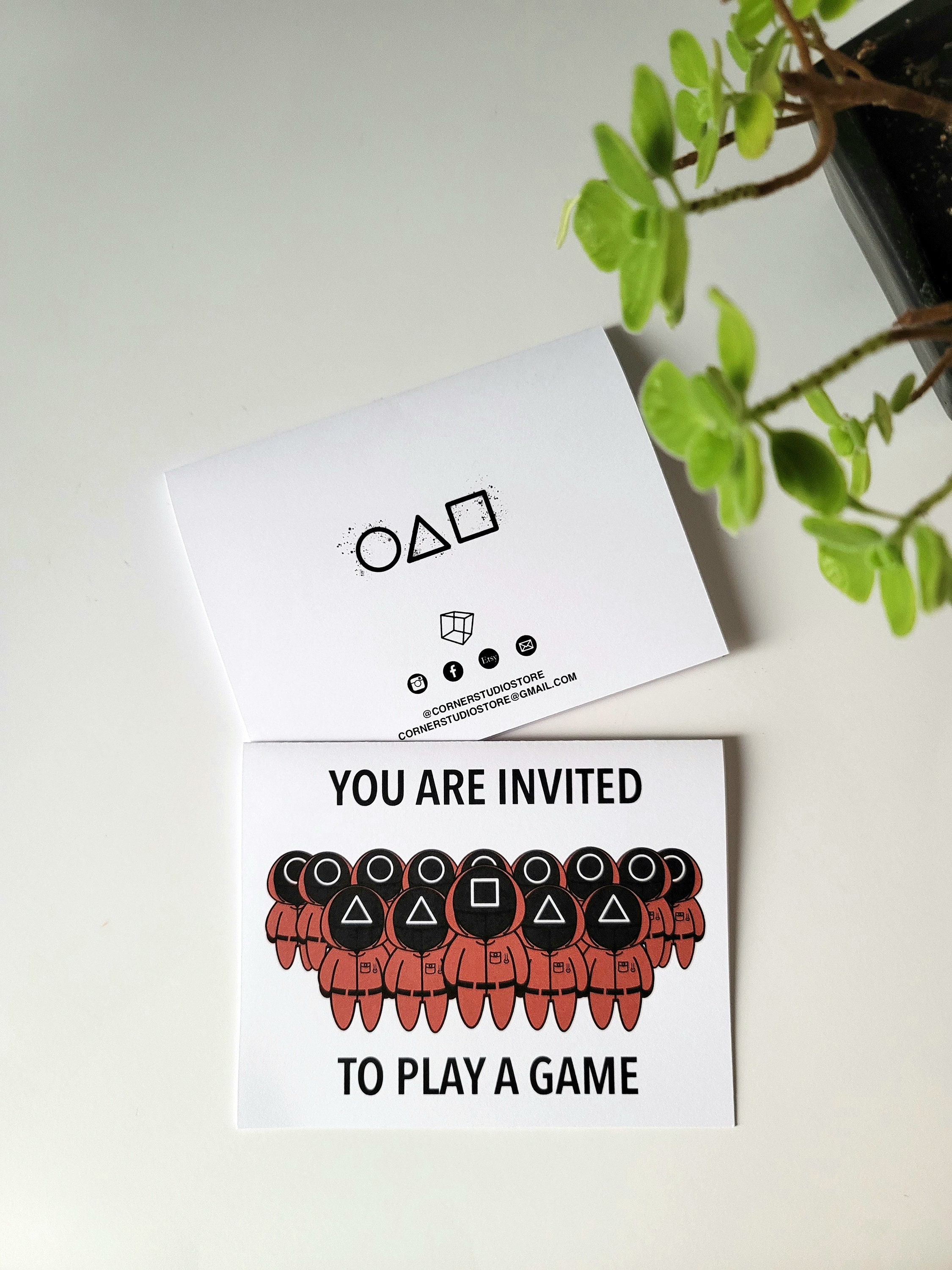 Squid Game Card Squid Game Cards Squid Games Party Invite Etsy