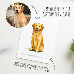 Custom Cartoon Pet Card, Pet Portrait, Cartoon Pet, Pet Photo, Personalized Pet Card, Custom Dog, Custom Cat, Pet Art, Pet Drawing, Pets