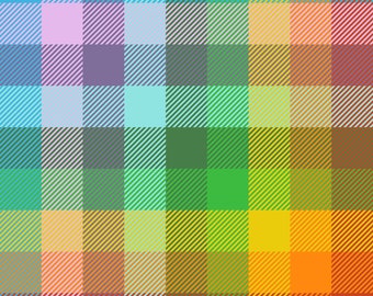 Alize Fabrics - 布張り - 家具 - カーテン - ホームテキスタイルプロジェクト - レインボーチェック柄生地 - ヴィンテージ生地（ヤード単位） - 幾何学模様の装飾