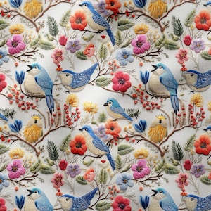 Multi-Purpose Decorative Design Digital Printing Fabric With 3D Colorful Floral Bird Pattern-Upholstery-Furniture-Drapery-PES
