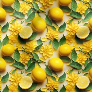 Decorative Polyester Fabric With 3D Lemon Flower, 143 cm Width, Digital Printing-Upholstery-Furniture-Drapery-PES